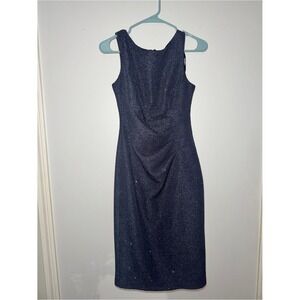 Eliza J Navy Sparkle Midi Sheath Dress Size 2. Evening Wear. Wedding guest dress